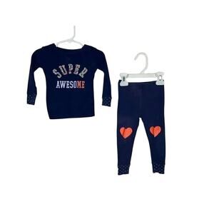 Carter’s navy 2 piece pajamas “Super Awesome “ in glitter letters Size 18 months